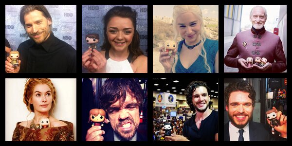 Quelques acteurs de GoT posant avec leur Funko Pop!